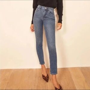 New!! Reformation Harper High Rise Classic Blue Skinny Jeans in Destin